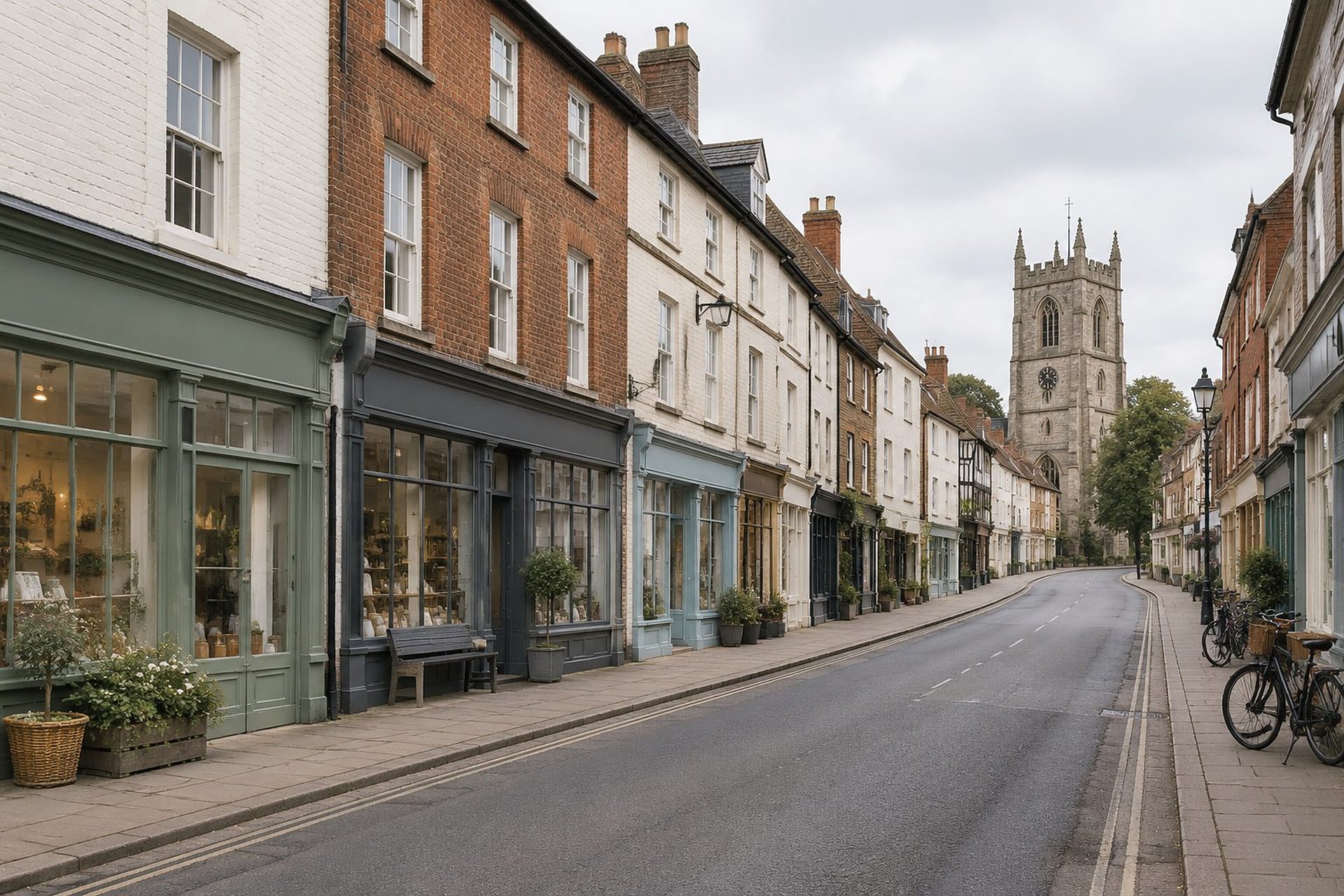 A market town high street in England